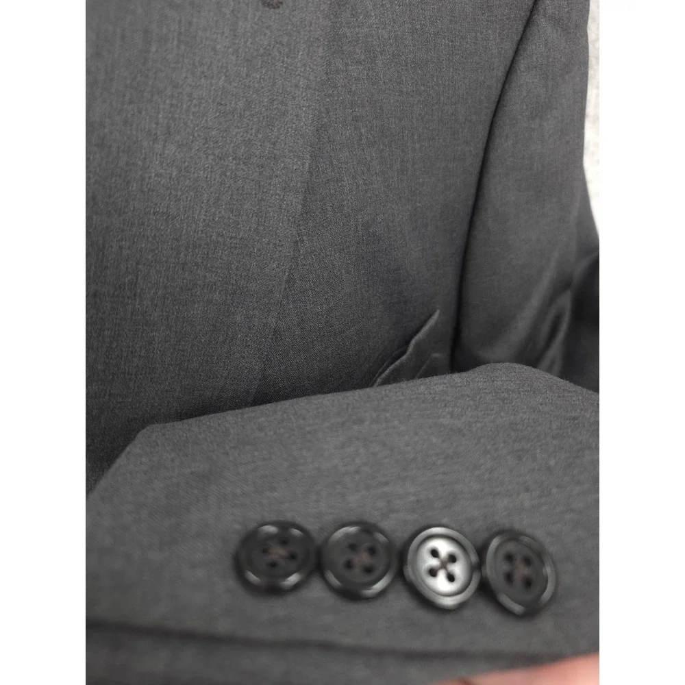 Jos A Bank Blazer Jacket Mens 46L Gray‎ 2 Buttons Wool Sports Coat Vented